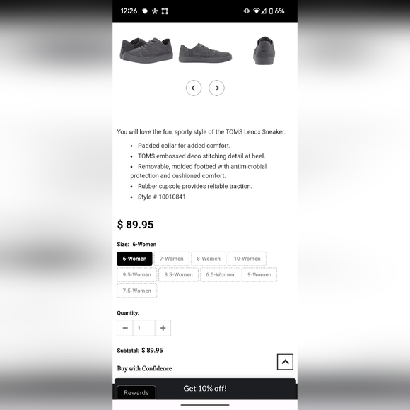 Tom's monochromatic suede shoe, womens 7.5 - Picture 5 of 10